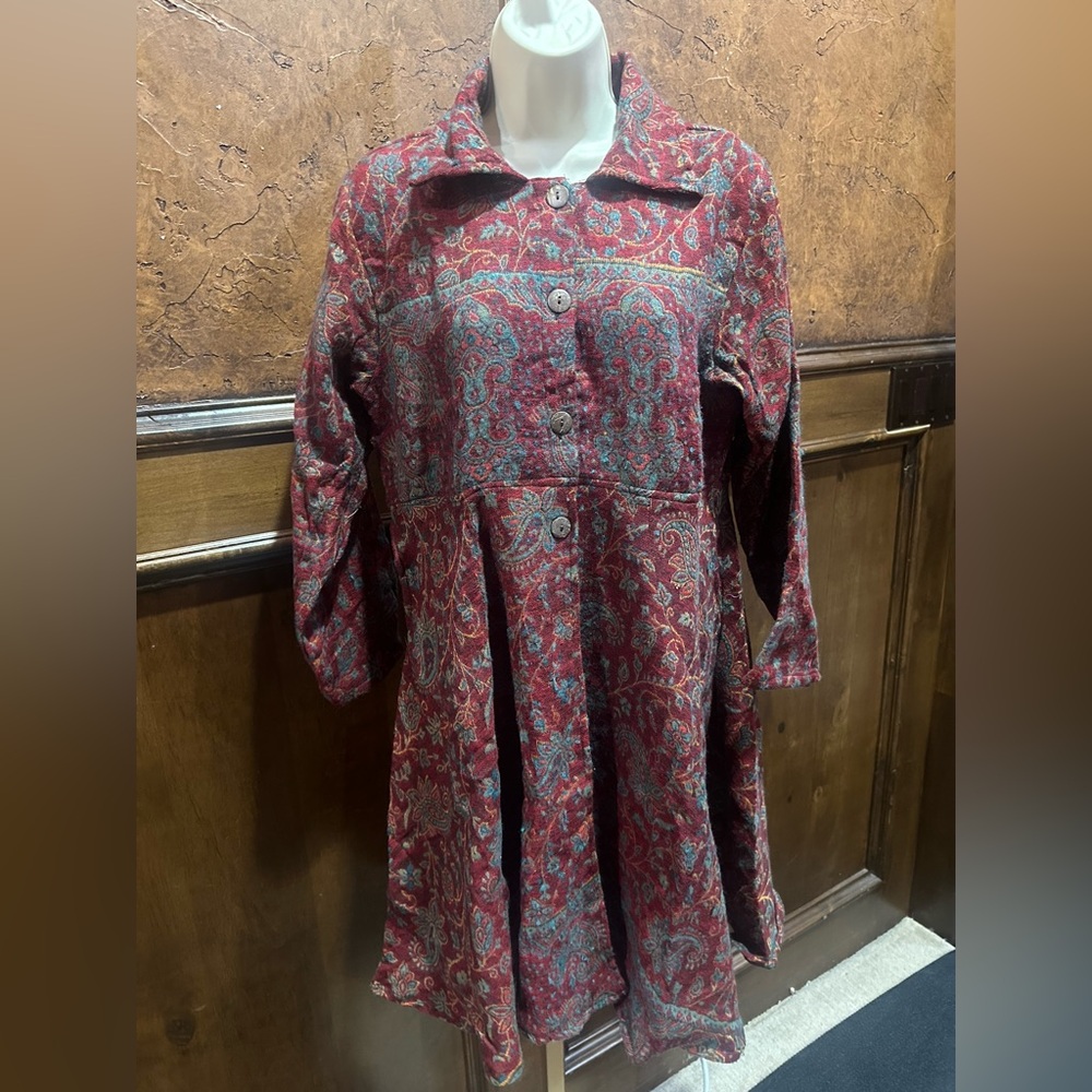 NWT ONE SIZE Rhea Costa Red and Blue Paisley Cardigan